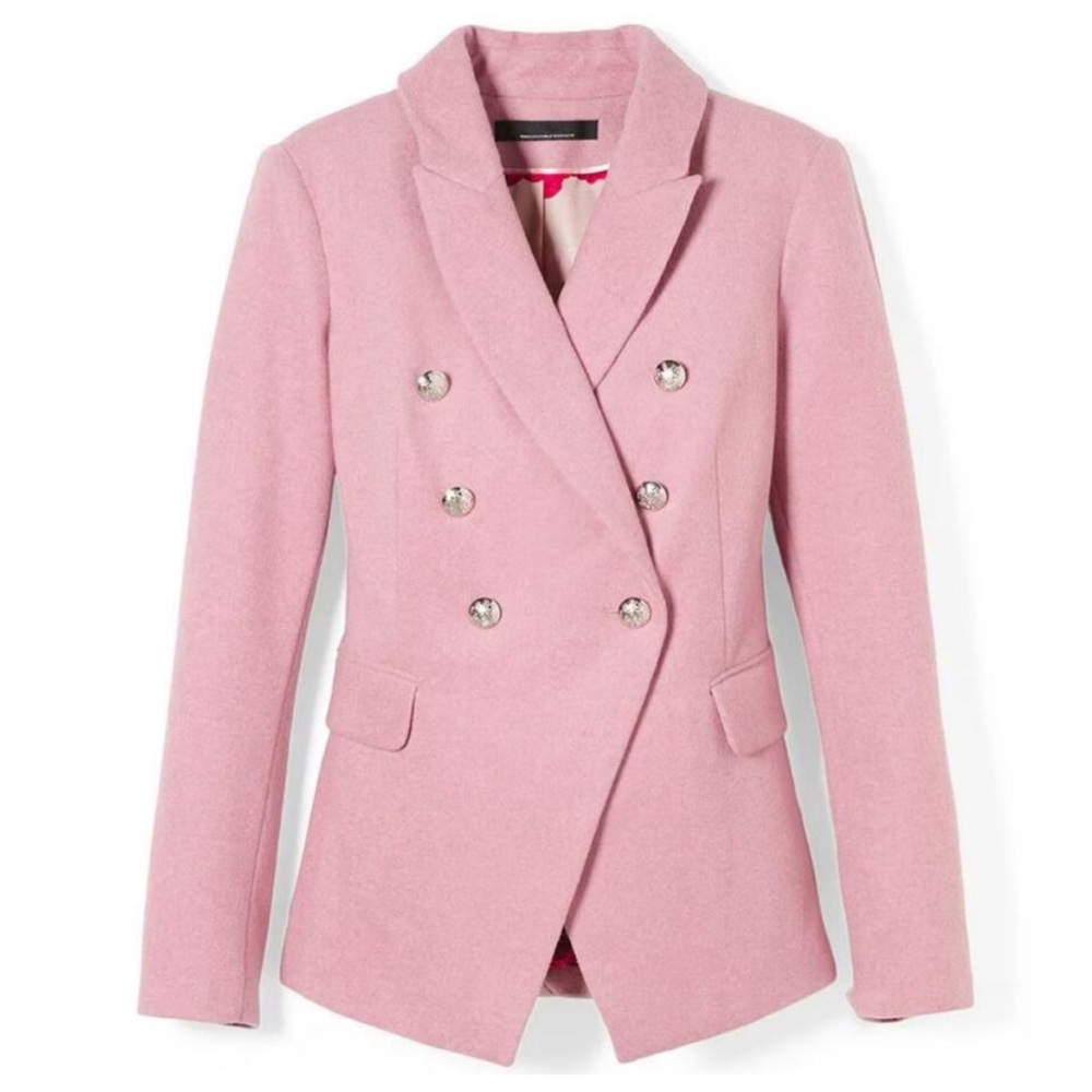 Women's Double-Breasted Pink Blazer Jacket